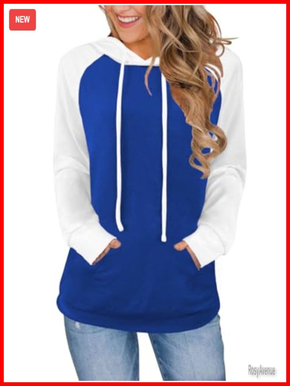 Women's Color Block Hoodie Long Sleeve Pullover Sweatshirt